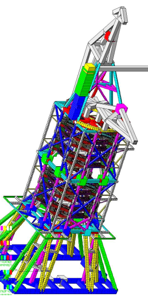 offshore - structure mécano-soudée - analyse statique et dynamique - maillage mixte